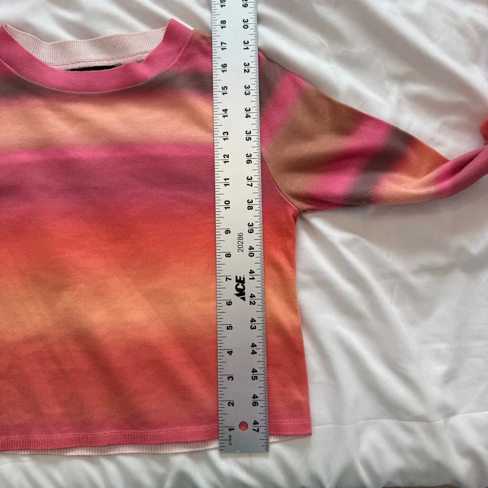 MNG Mango Pink Orange Ombre Stripe Knit Cropped Top and Midi Skirt Set Small